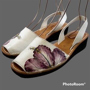 MIBO AVARCA De MENORCA - White Spanish Leather Purple Orchid Sandals - 8.5M